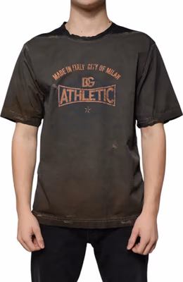 Brown Graphic Print Cotton Round Neck T-shirt