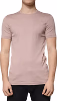 Brown Cotton Short Sleeves Round Neck T-shirt 1