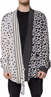Black White Polka Dots Silk Men Casual Shirt 1