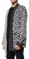 Black White Polka Dots Silk Men Casual Shirt 2