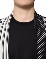 Black White Polka Dots Silk Men Casual Shirt 4