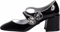 Black Patent Leather Crystal Mary Jane Pumps Shoes 5