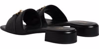 Black Leather Logo Plaque Slip On Slides Flats Shoes 4