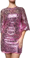 Metallic Fuchsia Floral Sheath Mini Dress 1