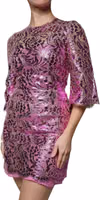 Metallic Fuchsia Floral Sheath Mini Dress 2
