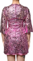 Metallic Fuchsia Floral Sheath Mini Dress 3