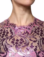 Metallic Fuchsia Floral Sheath Mini Dress 4