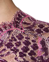 Metallic Fuchsia Floral Sheath Mini Dress 5