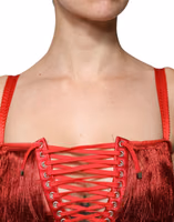 Red Lace Tassel Sleeveless Sheath Mini Dress 4