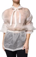 White Ascot Collar Long Sleeves Blouse Top 1