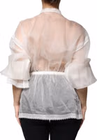 White Ascot Collar Long Sleeves Blouse Top 3