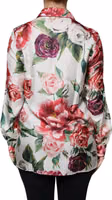 White Peony Silk Long Sleeves Collared Blouse Top 3