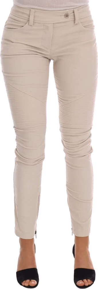 Beige Slim Jeans Corduroy Skinny Pants