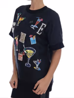 Black Brocade Cocktail Crystal Sweater 2
