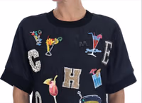 Black Brocade Cocktail Crystal Sweater 4