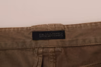 Brown Cotton Casual Slim Fit Pants 5