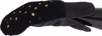 Black Leather Shearling Studded Gloves 2