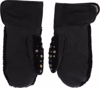 Black Leather Shearling Studded Gloves 5