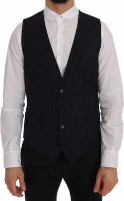 Blue Wool Stretch Vest