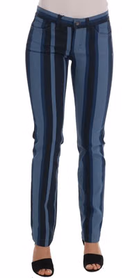 Blue GIRLY Striped Cotton Jeans