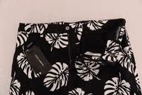 White Black Leaf Cotton Stretch Slim Pants 4