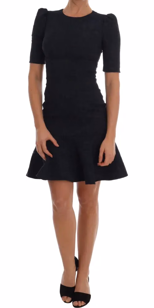 Black Blue Flare Mini Dress