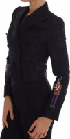 Black Brocade Blazer Jacket 2