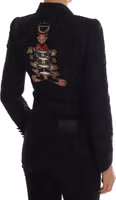 Black Brocade Blazer Jacket 3