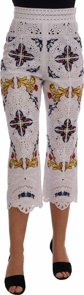Mulicolor Majolica Cutout Capri Pants