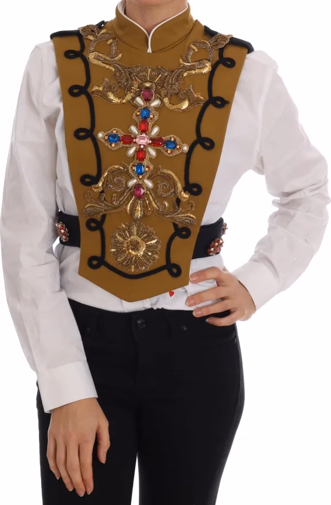 Yellow Crystal Cross Vest Jacket