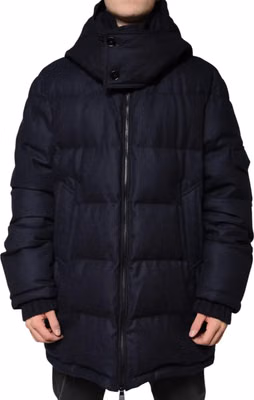 Black Nylon Hooded Puffer Men Coat Jacket