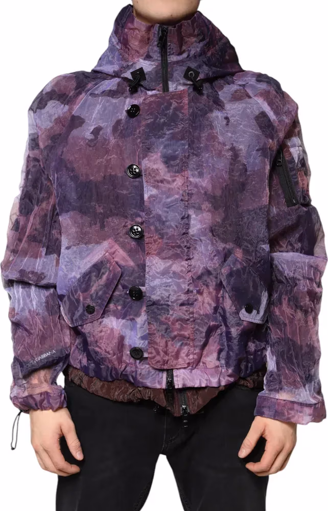 Purple Camouflage Hooded Men Blouson Jacket