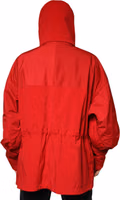 Red Nylon Hooded Men Full Zip Parka Jacket 3