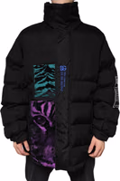 Black Nylon Puffer Men Full Zip Jacket 1