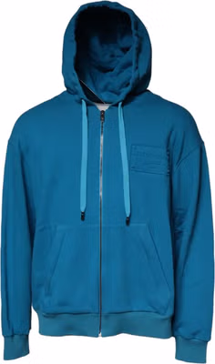 Blue Logo Cotton Hooded Sweatshirt Sweater