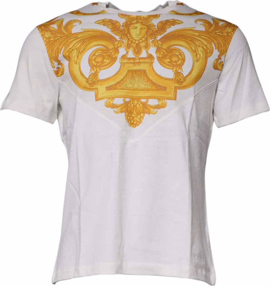 White Medusa Print Cotton Crew Neck T-shirt