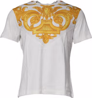 White Medusa Print Cotton Crew Neck T-shirt 1