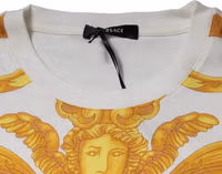 White Medusa Print Cotton Crew Neck T-shirt 5