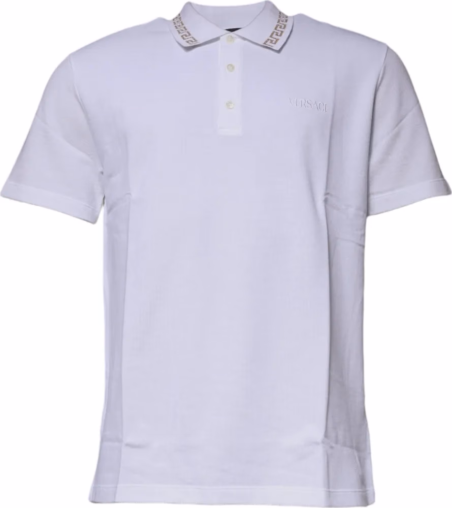 White Viscose Collared Men Polo Short Sleeves T-shirt