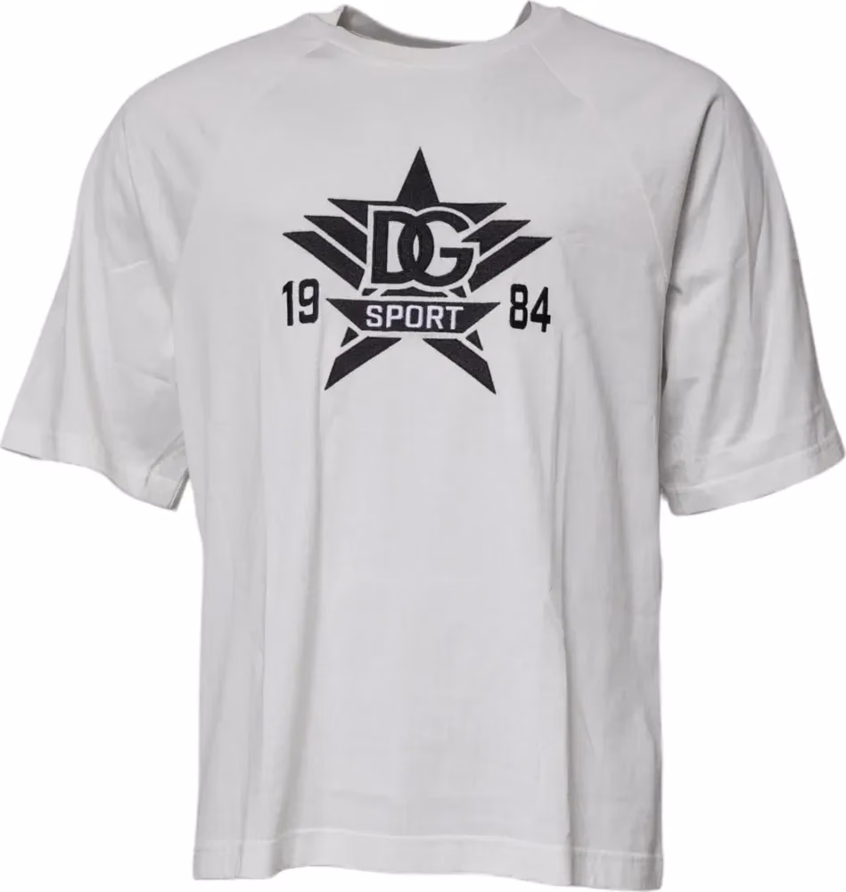 White DG Sport Crew Neck Short Sleeve T-shirt