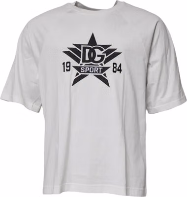 White DG Sport Crew Neck Short Sleeve T-shirt