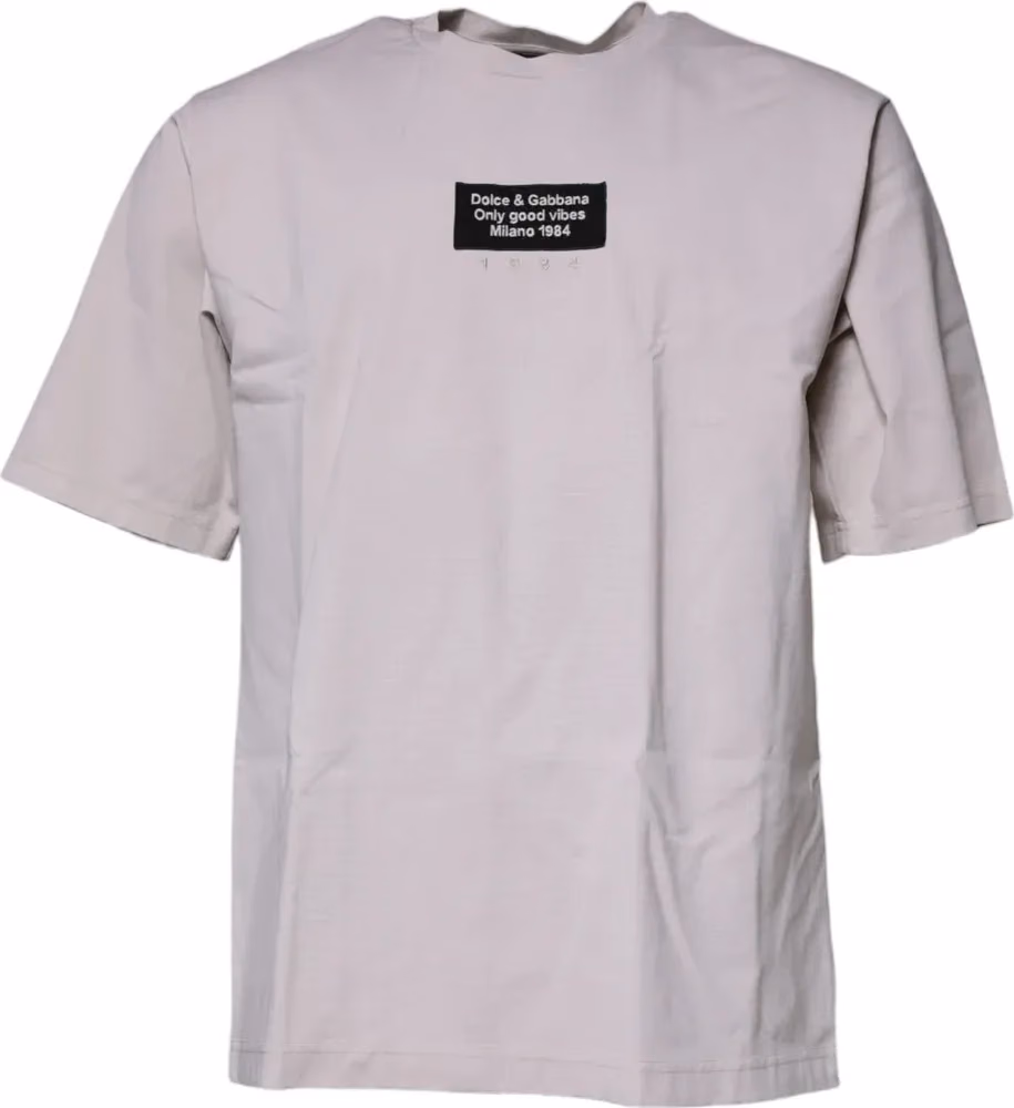 Beige DG Logo Crew Neck Short Sleeves T-shirt