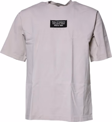 Beige DG Logo Crew Neck Short Sleeves T-shirt