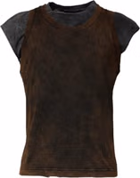 Brown Cotton Round Neck Sleeveless T-shirt 1