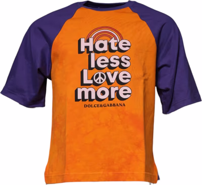 Orange Purple Graphic Print Short Sleeves T-shirt