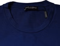 Blue Graphic Print Cotton Crew Neck T-shirt 5