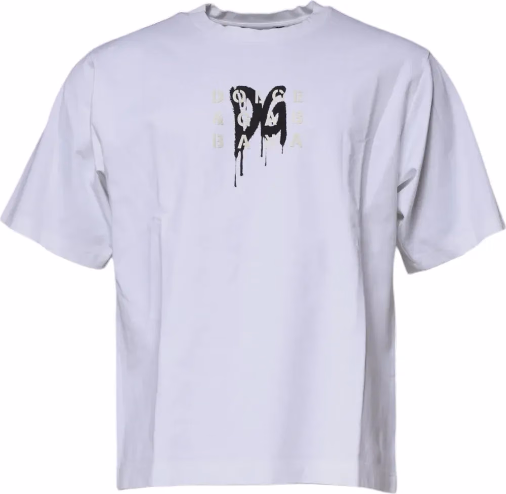 White DG Logo Cotton Crew Neck T-shirt