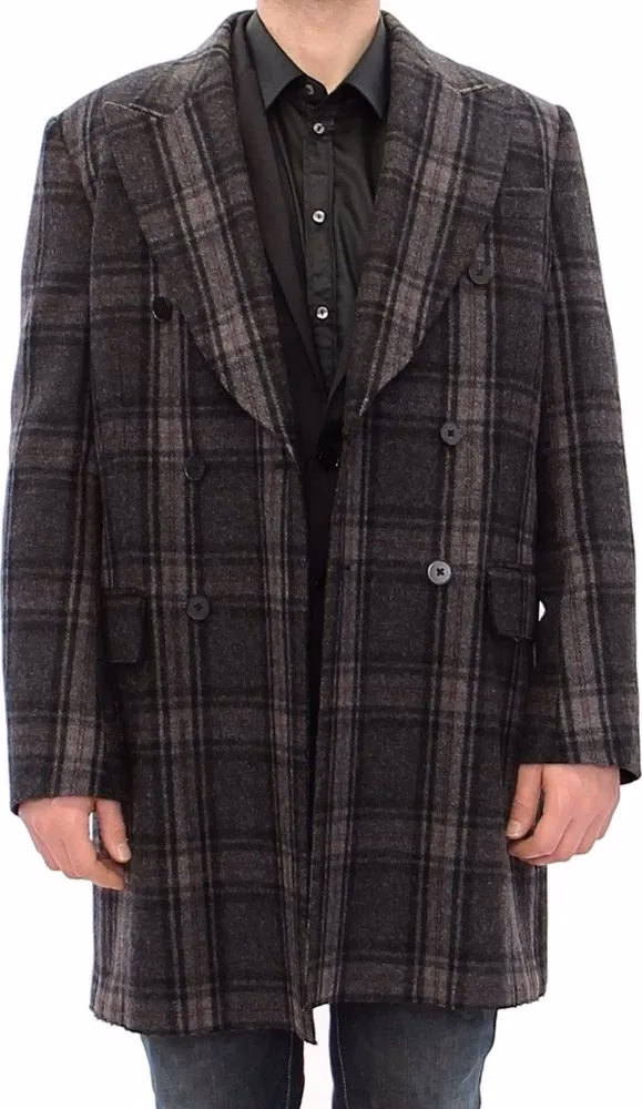 Gray Double Breasted Coat Jacket
