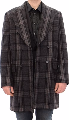 Gray Double Breasted Coat Jacket