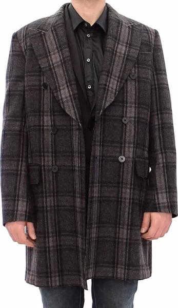 Gray Double Breasted Coat Jacket